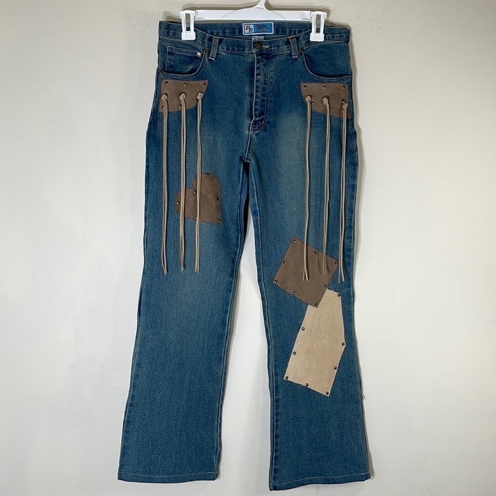 NEW! Denim Degree Y2K Western Style Patched Bootcut Jeans. 11.